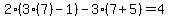 2%283%287%29-1%29-3%287%2B5%29+=+4