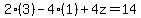 2%283%29-4%281%29%2B4z=14
