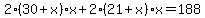 2%2830%2Bx%29x+%2B+2%2821%2Bx%29x+=+188
