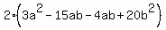2%283a%5E2-15ab-4ab%2B20b%5E2%29