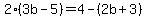 2%283b-5%29=4-%282b%2B3%29