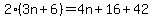 2%283n%2B6%29=4n%2B16%2B42