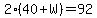 2%2840%2BW%29=92