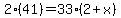 2%2841%29=33%282%2Bx%29