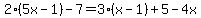 2%285x-1%29-7=3%28x-1%29%2B5-4x