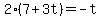 2%287%2B3t%29=-t