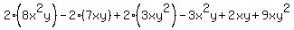 2%288x%5E2y%29-2%287xy%29%2B2%283xy%5E2%29-3x%5E2y%2B2xy%2B9xy%5E2