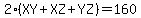 2%28XY%2BXZ%2BYZ%29=160
