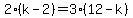 2%28k-2%29=3%2812-k%29
