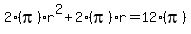 2%28pi%29r%5E2%2B2%28pi%29r=12%28pi%29