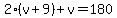 2%28v%2B9%29%2Bv=180