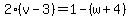 2%28v-3%29=1-%28w%2B4%29