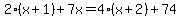 2%28x%2B1%29%2B7x=4%28x%2B2%29%2B74