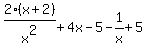 2%28x%2B2%29%2Fx%5E2%2B4x-5-1%2Fx%2B5
