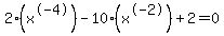 2%28x%5E-4%29+-+10%28x%5E-2%29+%2B+2+=+0