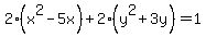 2%28x%5E2-5x%29%2B2%28y%5E2%2B3y%29=1