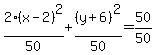 2%28x-2%29%5E2%2F50%2B%28y%2B6%29%5E2%2F50=50%2F50