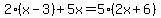 2%28x-3%29%2B5x=5%282x%2B6%29