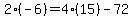 2%2A%28-6%29=4%2A%2815%29-72