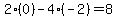 2%2A%280%29-4%2A%28-2%29=8