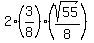 2%2A%283%2F8%29%2A%28sqrt%2855%29%2F8%29