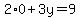 2%2A0%2B3y=9