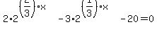 2%2A2%5E%28%282%2F3%29x%29+-+3%2A2%5E%28%281%2F3%29x%29+-+20+=+0