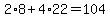 2%2A8+%2B+4%2A22+=+104