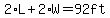 2%2AL+%2B+2%2AW+=+92ft
