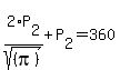 2%2AP%5B2%5D%2Fsqrt%28%28pi%29%29%2BP%5B2%5D=360