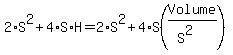 2%2AS%5E2%2B4%2AS%2AH+=+2%2AS%5E2+%2B+4%2AS%28Volume%2F%28S%5E2%29%29