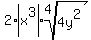 2%2Aabs%28x%5E3%29%2Aroot%284%2C+4y%5E2%29
