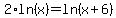 2%2Aln%28x%29+=+ln%28x%2B6%29