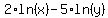 2%2Aln%28x%29+-+5%2Aln%28y%29