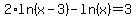 2%2Aln%28x-3%29-ln%28x%29+=+3