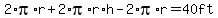 2%2Api%2Ar%2B2%2Api%2Ar%2Ah+-+2%2Api%2Ar+=+40ft