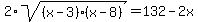 2%2Asqrt%28%28x-3%29%28x-8%29%29=132-2x