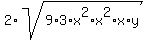 2%2Asqrt%289%2A3%2Ax%5E2%2Ax%5E2%2Ax%2Ay%29