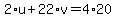 2%2Au%2B22%2Av=4%2A20