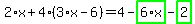 2%2Ax%2B4%2A%283%2Ax-6%29=4-highlight_green%28+6%2Ax+%29-highlight_green%28+2+%29