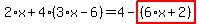 2%2Ax%2B4%2A%283%2Ax-6%29=4-highlight_red%28+%286%2Ax%2B2%29+%29