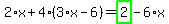 2%2Ax%2B4%2A%283%2Ax-6%29=highlight_green%28+2+%29-6%2Ax