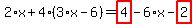 2%2Ax%2B4%2A%283%2Ax-6%29=highlight_red%28+4+%29-6%2Ax-highlight_red%28+2+%29