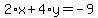 2%2Ax%2B4%2Ay=-9