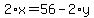 2%2Ax+=+56+-+2%2Ay