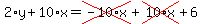 2%2Ay%2B10%2Ax=cross%28-10%2Ax%29%2Bcross%2810%2Ax%29%2B6