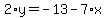 2%2Ay=-13-7%2Ax