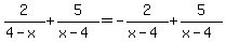2%2F%284-x%29+%2B+5%2F%28x-4%29=-2%2F%28x-4%29+%2B+5%2F%28x-4%29