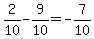 2%2F10-9%2F10=-7%2F10