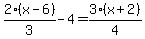 2%2F3%2A%28x-6%29-4=3%2F4%2A%28x%2B2%29